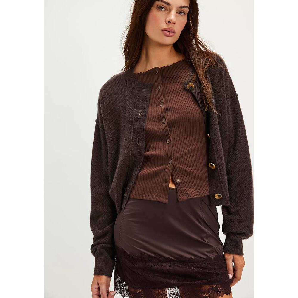 Free People Lila Cashmere Cardi | Taupe | Size M